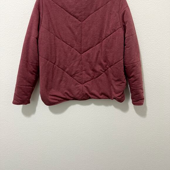 [Three Dots] Red Quilted Knit Fleece Mock Neck Full Zip Jacket Size Medium M - Picture 8 of 11